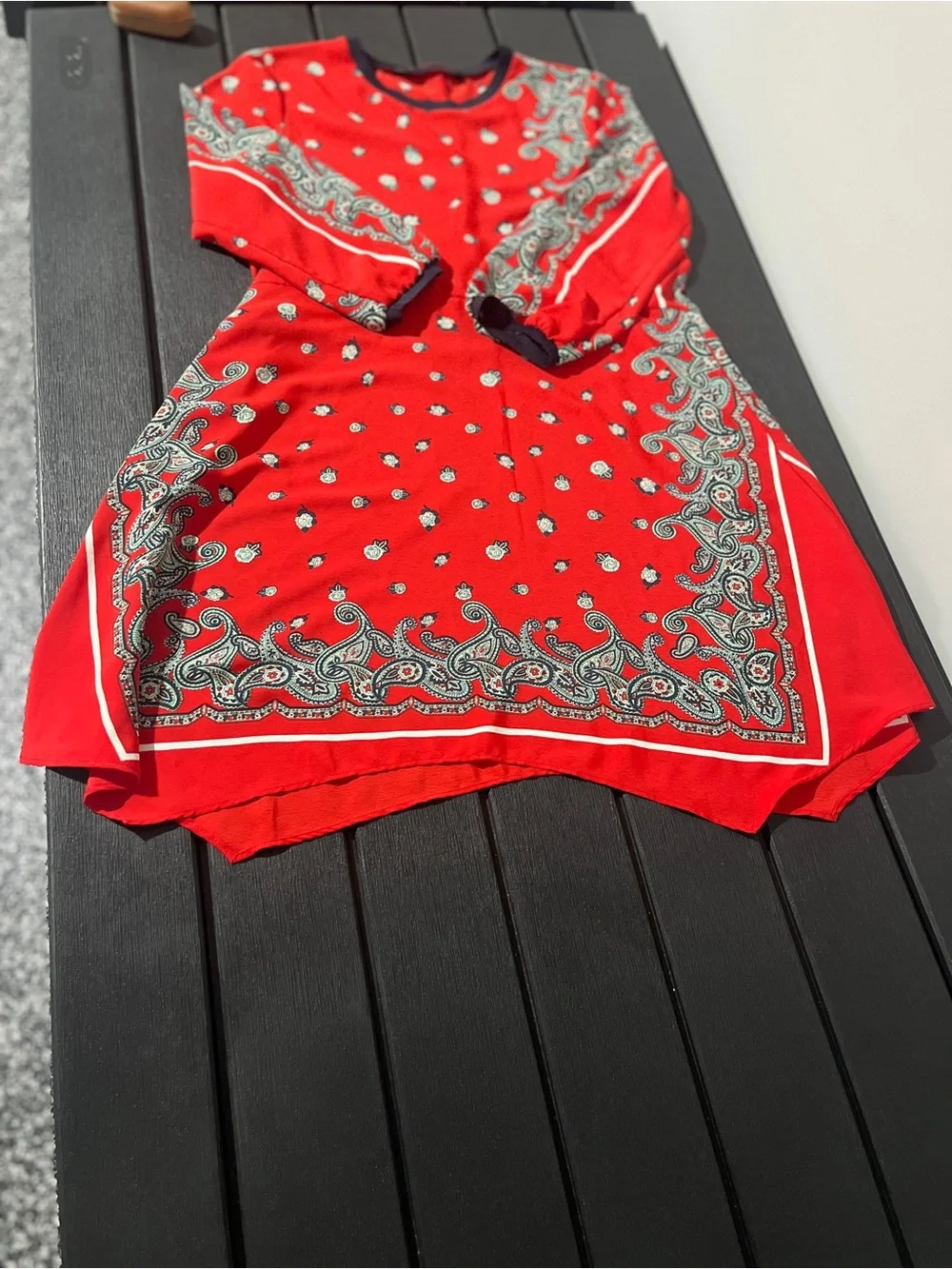Zara Red Paisley Bandana Scarf Print Boho Dress S